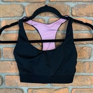 Champion Sports Bra womens Small Black Cross Back Racerback Athletic Top Keyhole